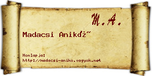Madacsi Anikó névjegykártya